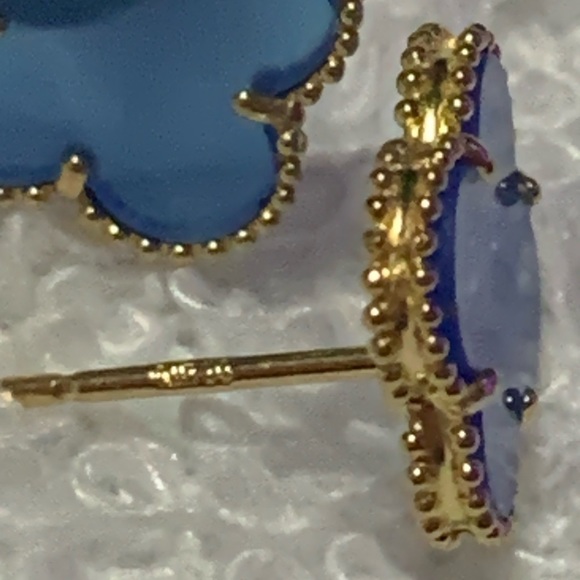 18k Solid Gold Clover 2-1 set - Blue - Picture 7 of 7